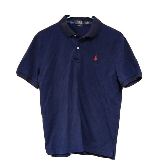 Ralph Lauren Polo Shirt Mens Black L Solid Red Logo - Picture 1 of 10